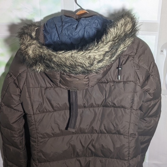 Abercrombie And Fitch Parka Jacket Womens M Long Brown Coat / Hood Down Feathers - Picture 6 of 10